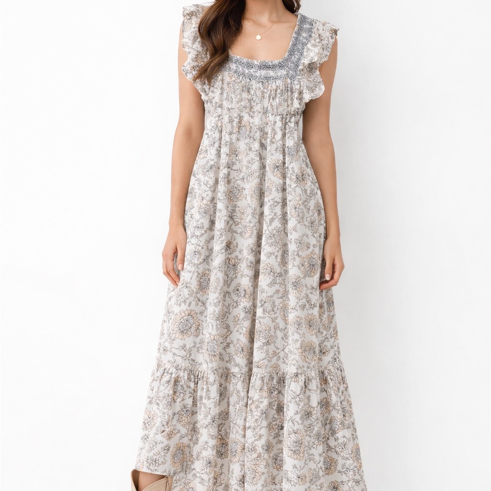 Free People White Floral Maxi Dress